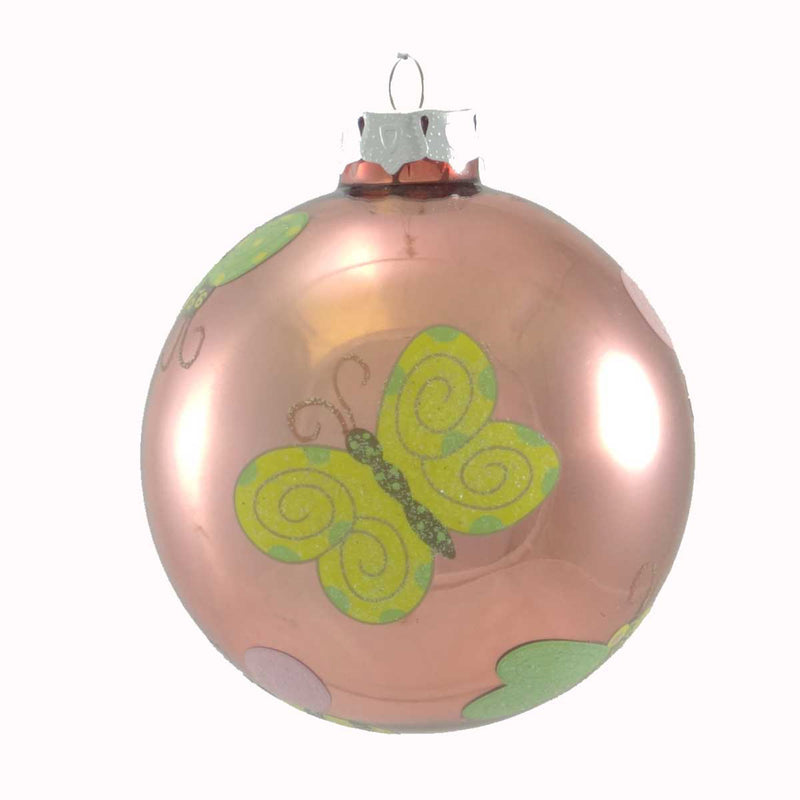 Holiday Ornament Bug Ball Ornament Glass Christmas Pink Bugs 86642 (20043)