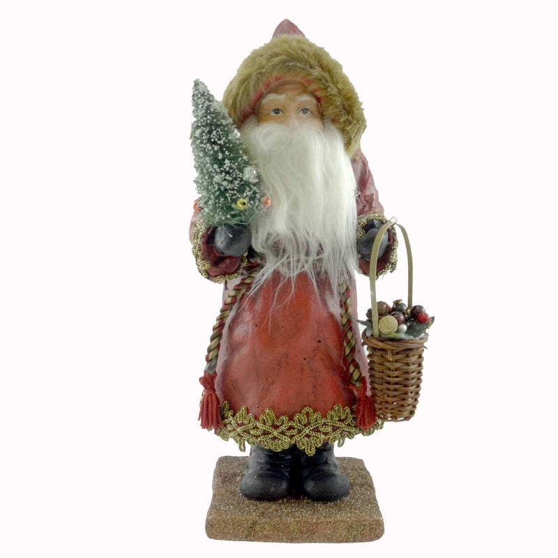 Christmas Santa Holding Tree And Basket Resin/Mixed Media Holiday Woodland 2522 (20184)