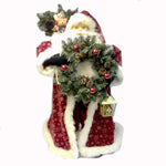 Christmas Santa With Wreath Mixed Media Lighted Standing Santa Ps120vbw (20338)