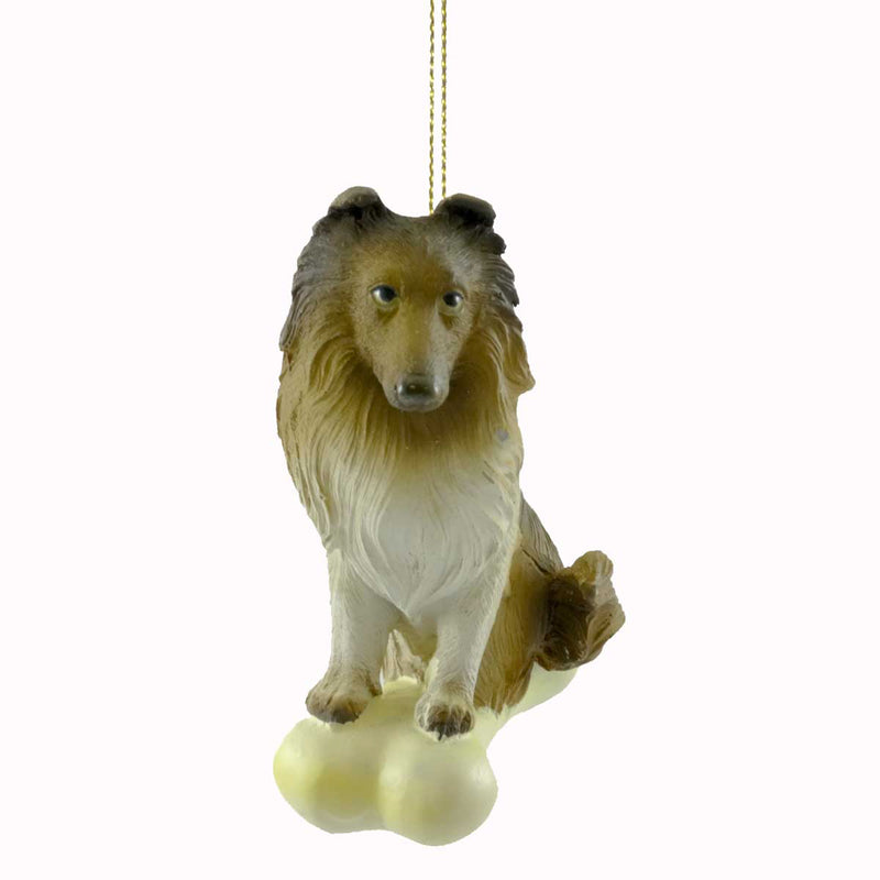 Personalized Ornaments SHETLAND SHEEPDOG ON BONE Resin Dog Puppy Christmas C3377