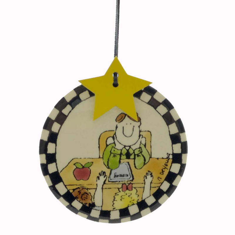 (20840) Personalized Ornaments Teacher Tile, 3.50 Inch, Male School Students Apple 2041
