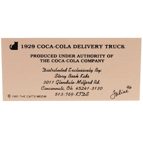 Cats Meow 1929 Coca Cola Delivery Truck - - SBKGifts.com