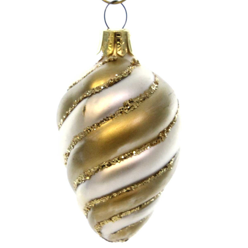 Holiday Ornament Gold/Cream Swirl Ornament Glass Pier 1 Christmas 60022 (22496)