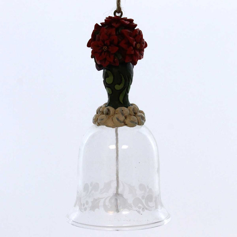 Jim Shore Poinsettia Glass Bell Ornament - - SBKGifts.com