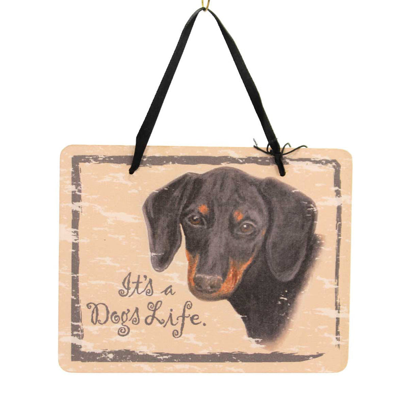 Animal Dachshund Black & Tan Plaque Wood Dog's Life Ornament Gp23b (23970)