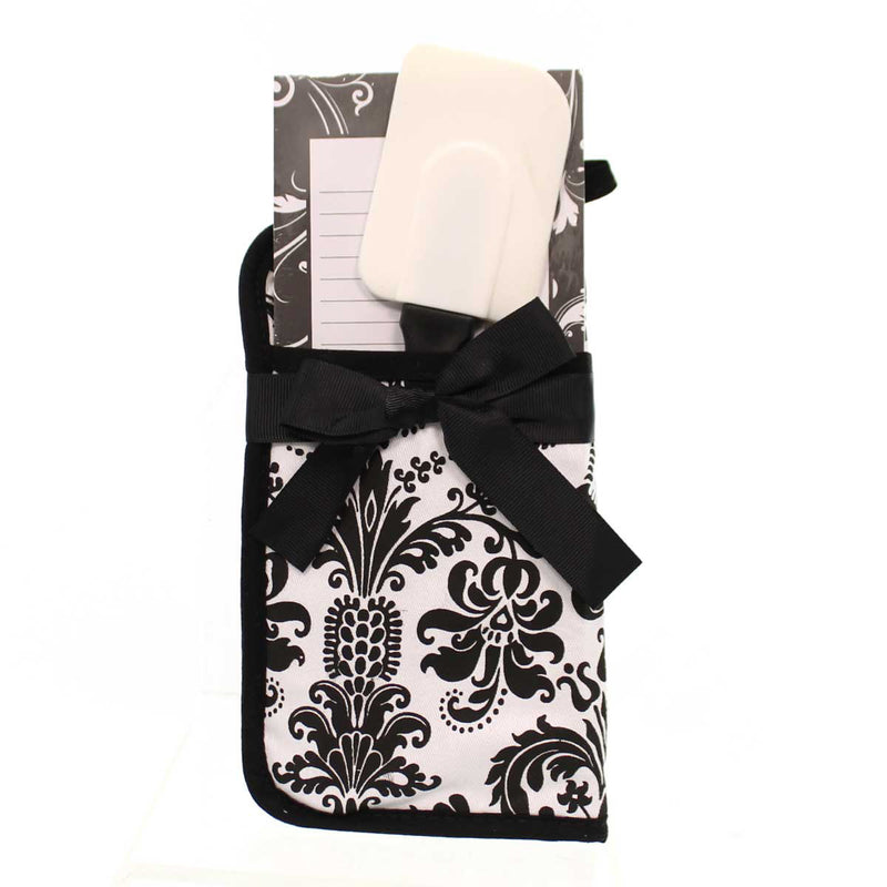 Home & Garden Black & White Swirl Pot Holder Fabric Set Pad Spatula 42026 (23994)