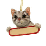 Personalized Ornaments SILVER TABBY Polyresin Cat Kitten Christmas 2199