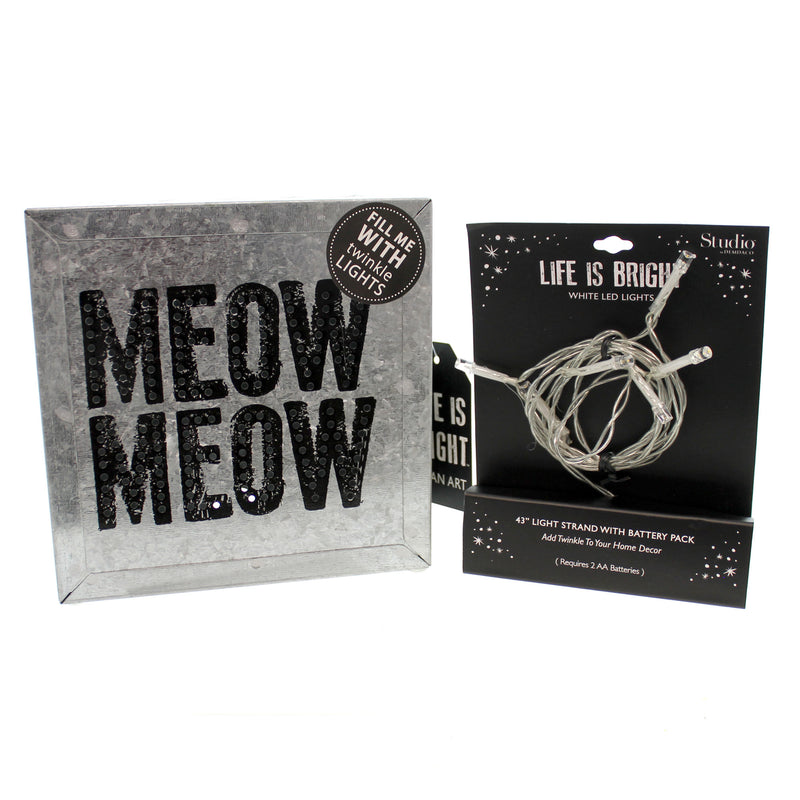 Home Decor Meow Meow Metal Wall Art Metal Led Light Cat Twinkle 2020150194 (25077)