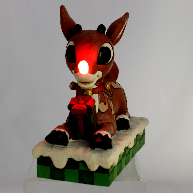Jim Shore Rudolph With Light Up Nose Polyresin Deluxe Resin Figurine (25386)