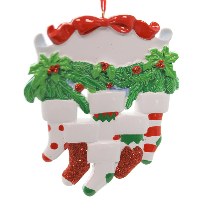 Personalized Ornament SOCK FAMILY OF 6 ORNAMENT Resin Christmas Holly D1929