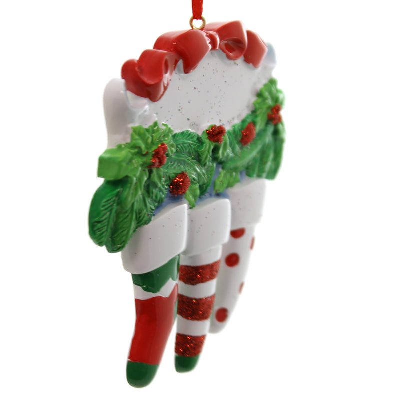 Personalized Ornament Three Sock Family With Holly - - SBKGifts.com
