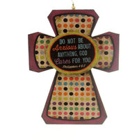 (27120) Home Decor Anxious About Anything Cross, 8.00 Inch, Cross God Cares For You 4054825