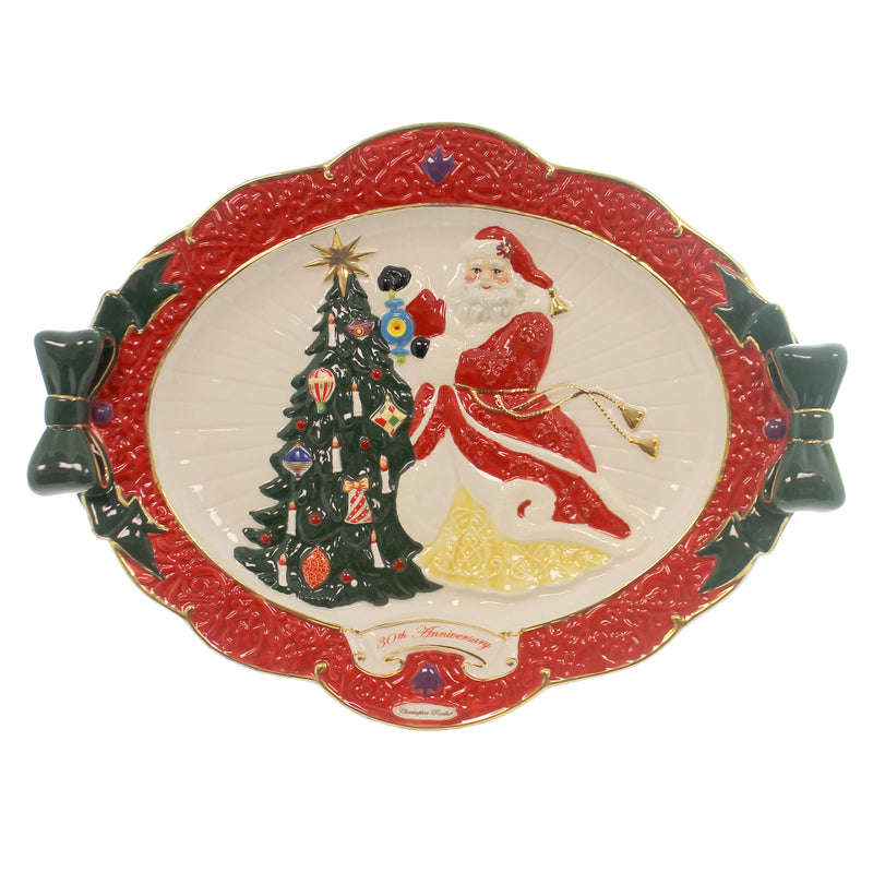 Christopher Radko Hanging W/ Joy Platter Ceramic 30Th Anniversary Santa 2012075 (27200)