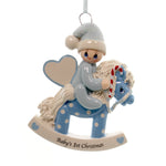 Personalized Ornament Blue Rocking Horse Polyresin Baby's 1St Christmas 1423B (27464)