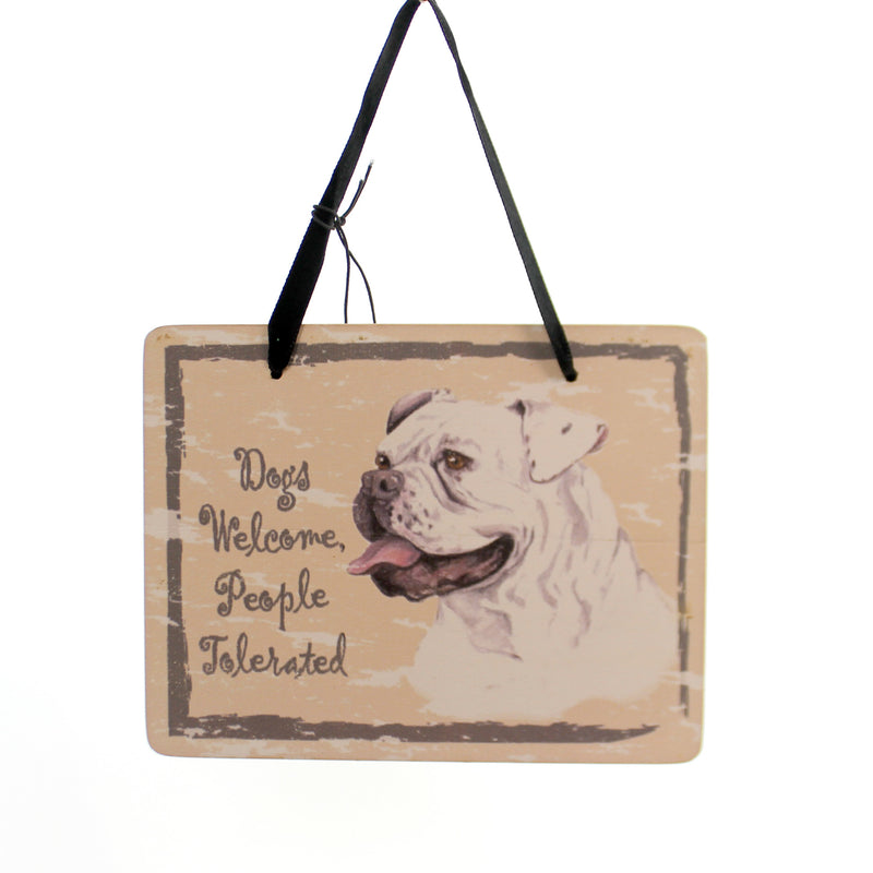 Animal American Bulldog Plaque Wood Puppy Pet Ornament Gp11 (27484)