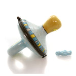 Hinged Trinket Box Blue Pacifer Porcelain Baby Boy Eb446 (27949)