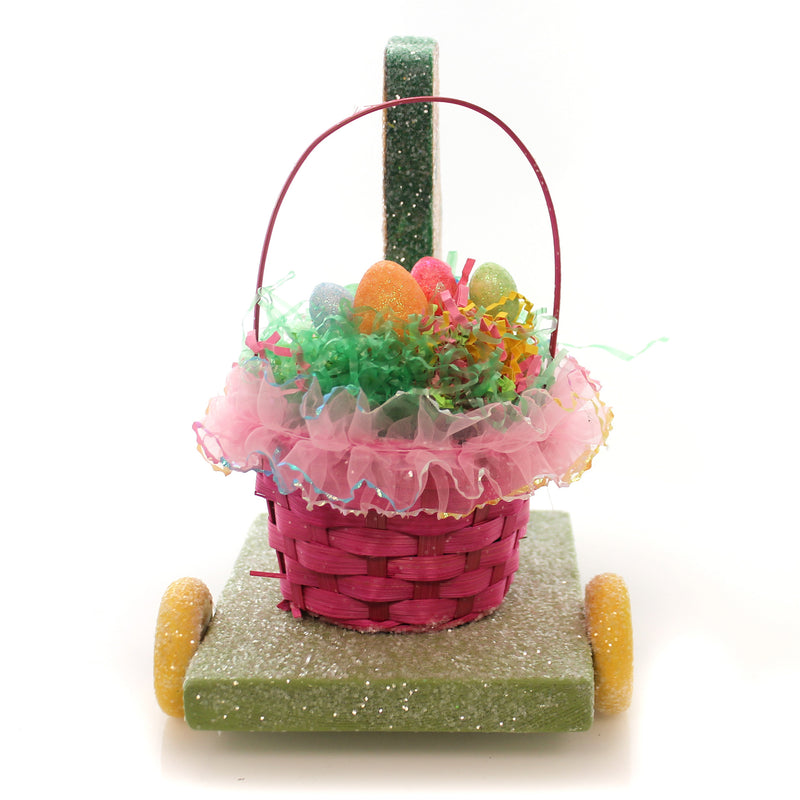 Easter Bunny Pull Toy W/Basket Wood Basket Rabbit Eggs 3163 (28254)