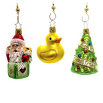 Inge Glas Baby's First Christmas Gift Set - Three Ornaments 3.5 Inch, Glass - Santa Tree Duck 10095S015 (29406)