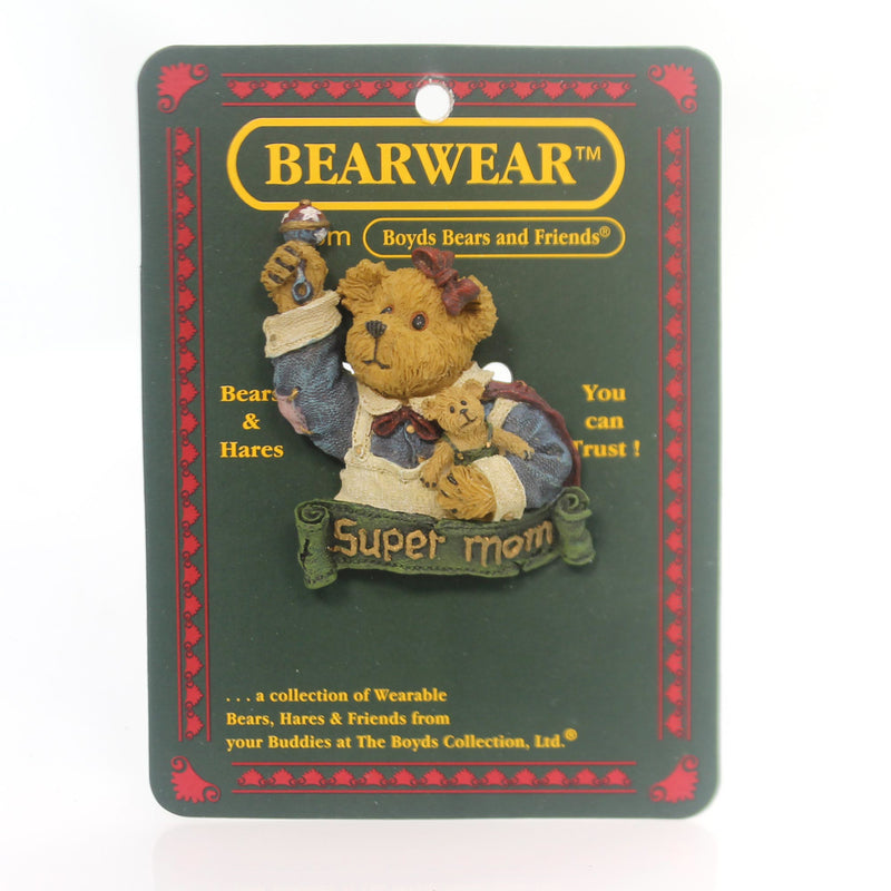 Boyds Bears Resin Ima Mom With Sweet Pea Pin Super Mom Baby Rattle 26162 (29632)