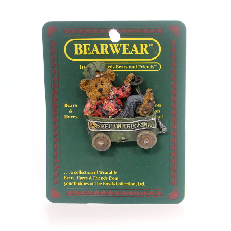 Boyds Bears Resin Huck Keep On Trucking Pin Polyresin Teddy Bear Wagon 26138 (29646)