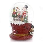 Christmas Musical Waterglobe Glass Wicker Hat Picket Fence J3229 Snowmen (29774)