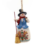 Jim Shore Winter Wonderland Snowman/Pipe Christmas Ornament Broom 4053702 (30401)