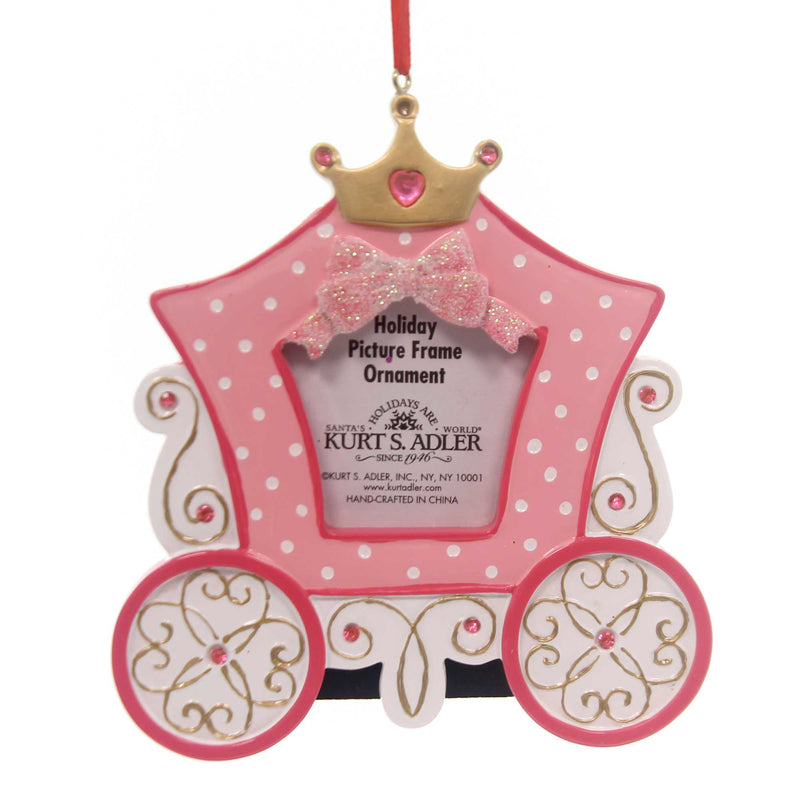 Personalized Ornament Princess Carriage Photo Frame Polyresin Pink Royal C6542 (30908)