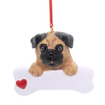 Personalized Ornament Pug. Polyresin Christmas Puppy Dog 552 (31247)