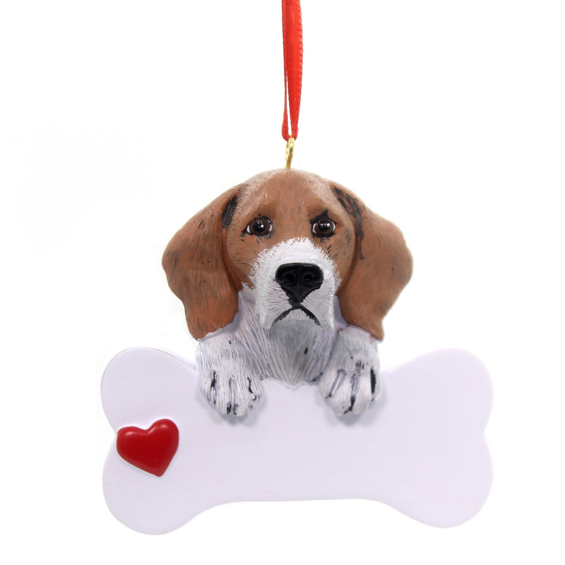 Personalized Ornament BEAGLE Polyresin Bone Heart Bet Friend Rm558