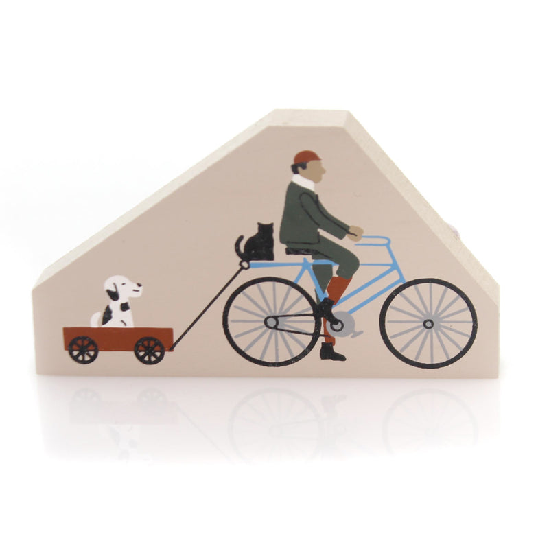 Cats Meow Village Charles & Lady Wood Wagon Bike Dog Pet 261 (32400)