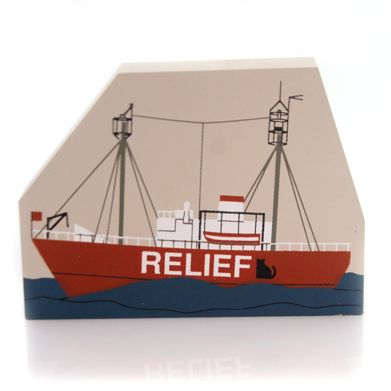 Cats Meow Village LIGHT SHIP Wood Accessory Relief Boat Ship 223