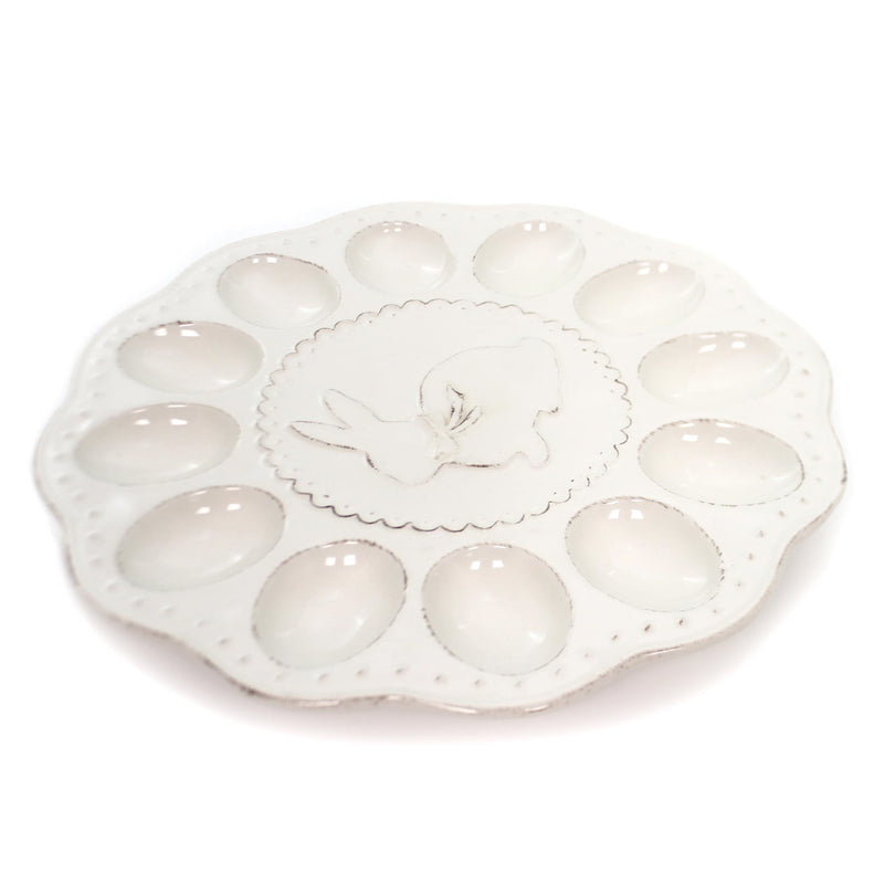 Tabletop Cream Bunny Egg Plate - - SBKGifts.com
