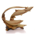 Animal THREE DOLPHIN SCENE Polyresin Ocean Woodlike Carving Mme686
