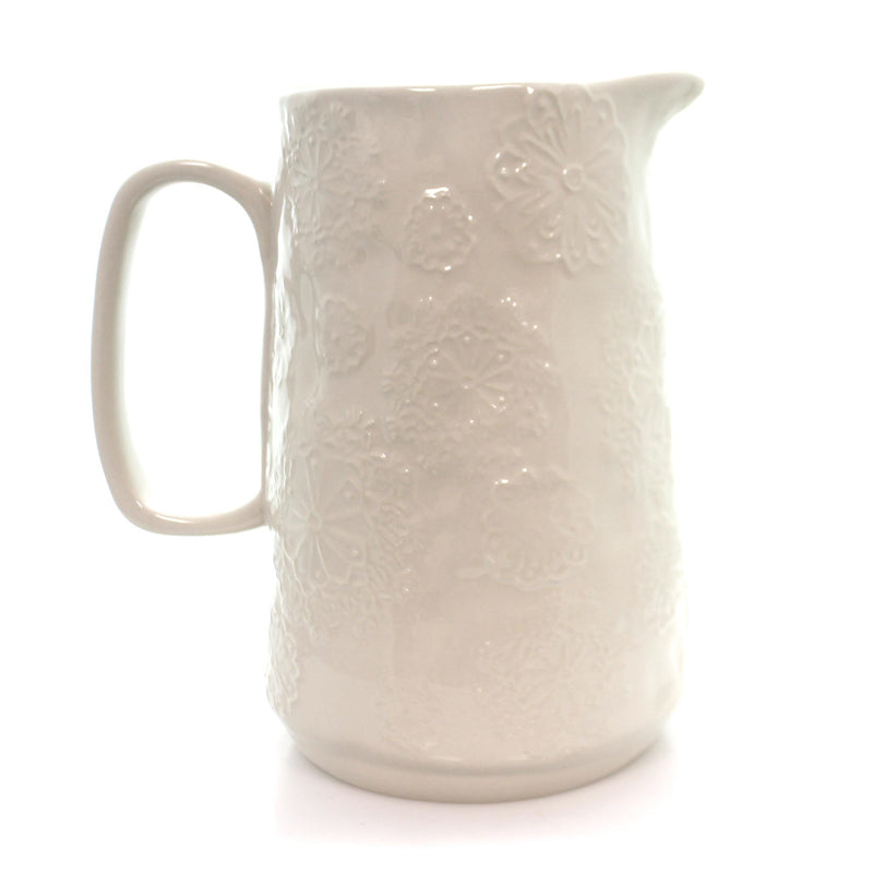 Tabletop White Snowflake Pitcher Ceramic Slightly Raised Flakes 177286 (35027)