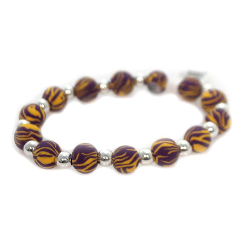 (35068) Purple & Gold Clasic Silverball Bracelet