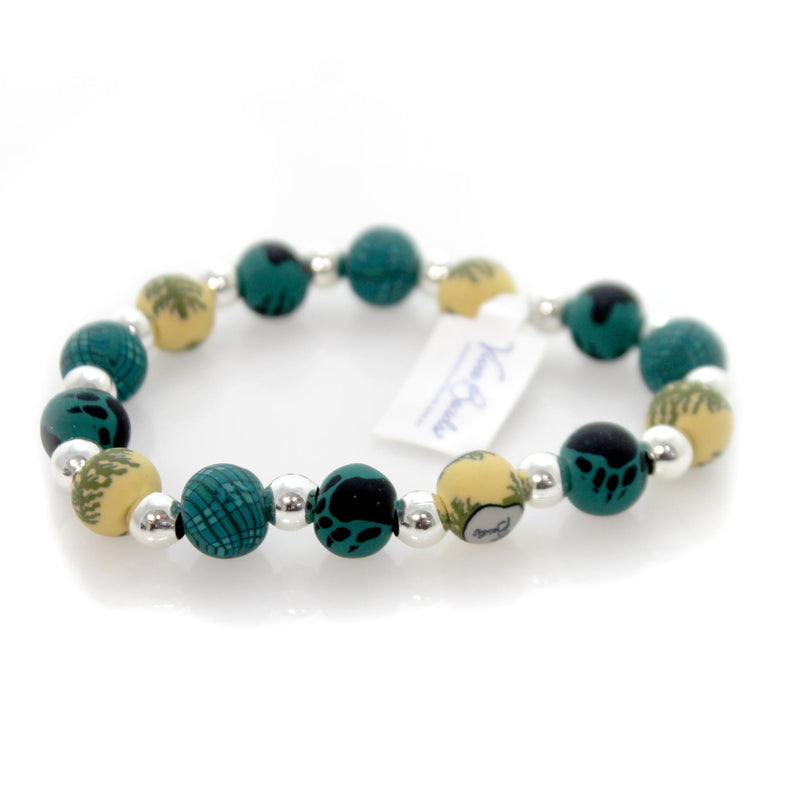 Jewelry Lodge Classic Silverball Bracelet Clay Green Tan 07444047 (35072)