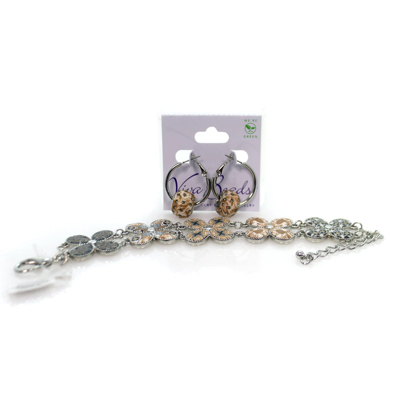 Jewelry Clover Bracelet/Earring Set Clay Current Coconut Pierced 07402424 (35086)