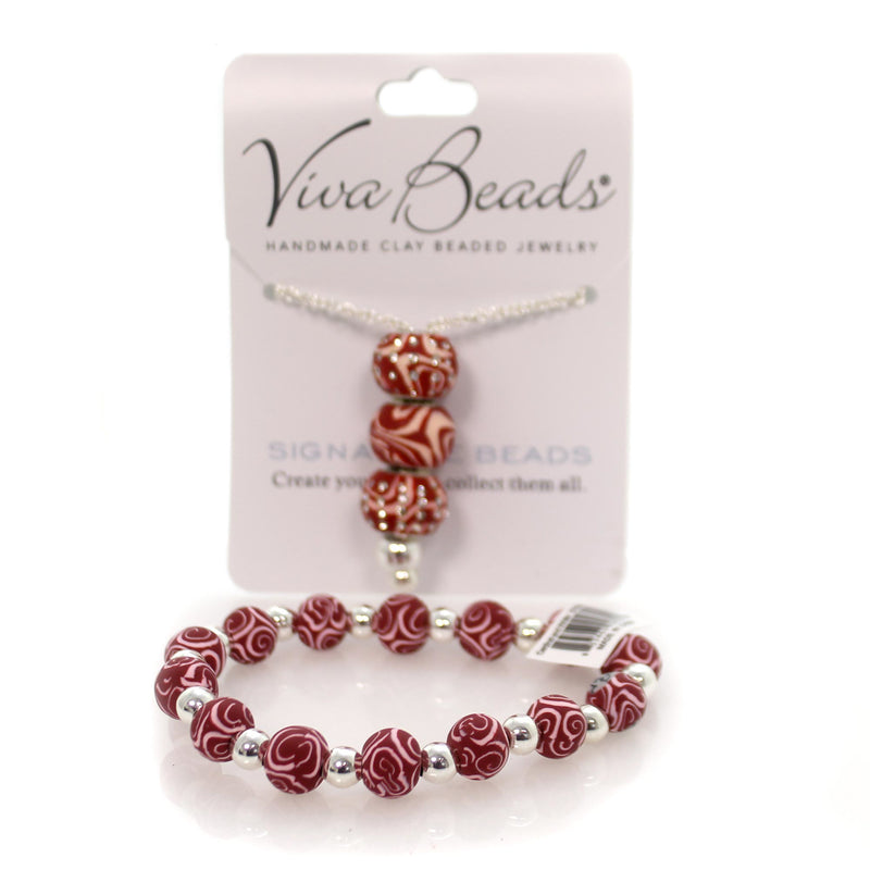 Jewelry Cardinal And White Set Clay Necklace Stretch Bracelet 07660076S (35100)