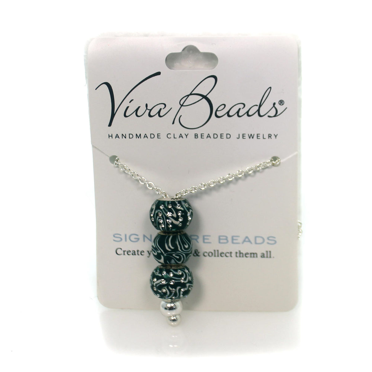 (35107) Green/White Swirl Bead Necklace