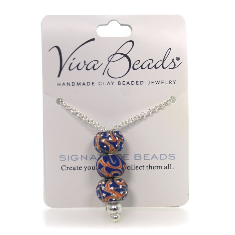 Jewelry Orange/Blue Swirl Bead Necklace Clay Handmade Clay Beads 07660072 (35108)
