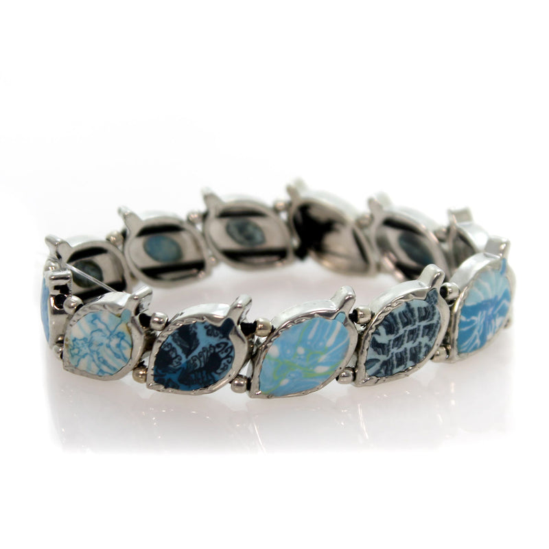 Jewelry Blue Brook Leaf Bracelet Clay Stretch 04420021 (35126)