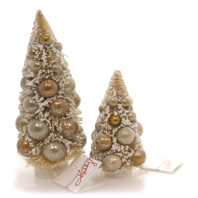 Christmas Sisal Tree Gold Balls Plastic Snow Locked St/2 37348 (35561)