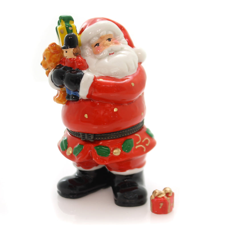 Hinged Trinket Box Santa & Gifts Porcelain Christmas Toys Eb1180 (36223)