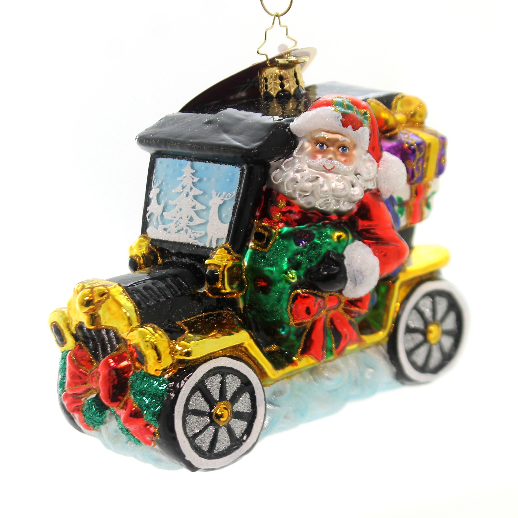 Christopher Radko Joyful Ride Glass Ornament New 2018 Car Santa 1018910