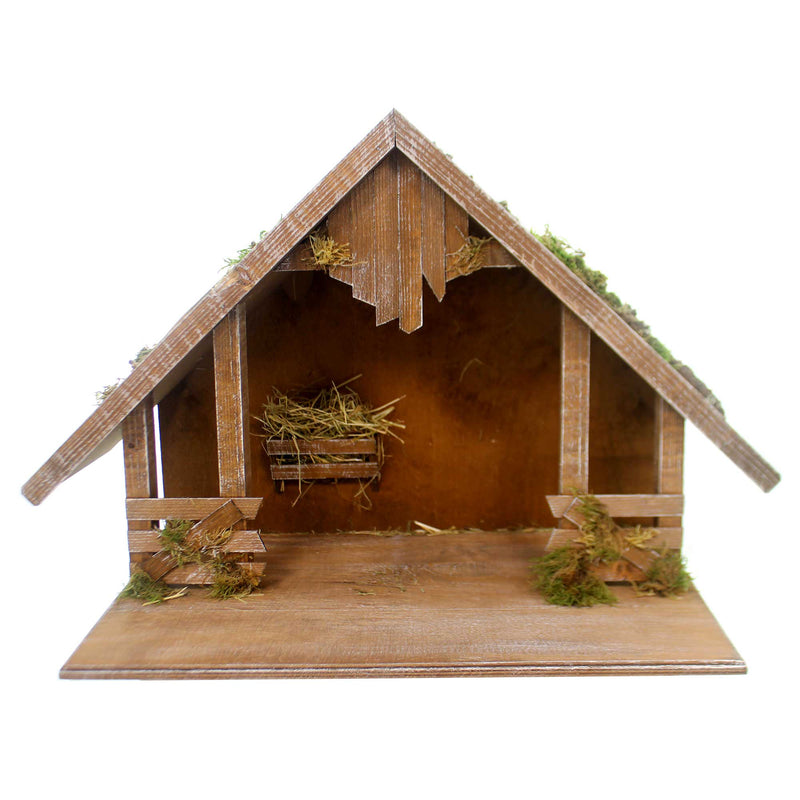 Marolin Wooden Stable W/ Gable Roof Wood Nativity Germany Christmas 809060 (36992)