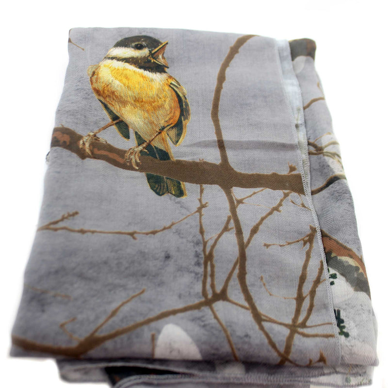Apparel Gray Bird On Branch Scarf Vest Fabric Polyester 1004250146 (37940)