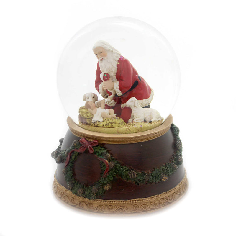 Christmas Kneeling Santa Water Dome Glass Silent Night 31016 (38022)