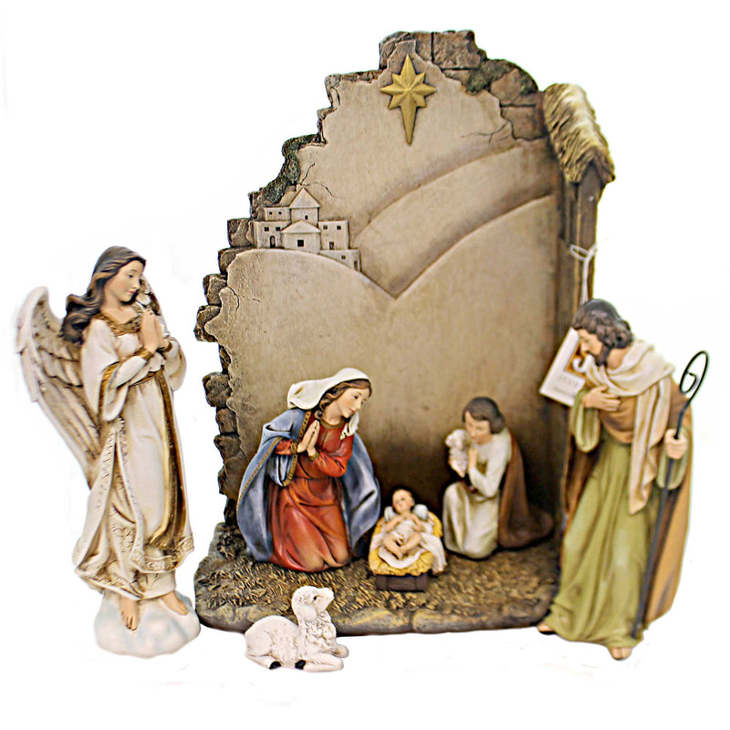 Christmas Nativity With Back Wall Polyresin Joseph's Studion 66088 (38059)