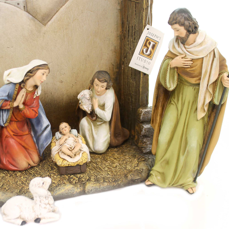 Christmas Nativity With Back Wall - - SBKGifts.com