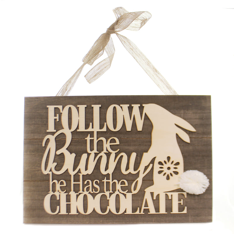 (39755) Easter Follow The Bunny Wall Decor, 10.50 Inch, Chocolate Rabbit Ea14966
